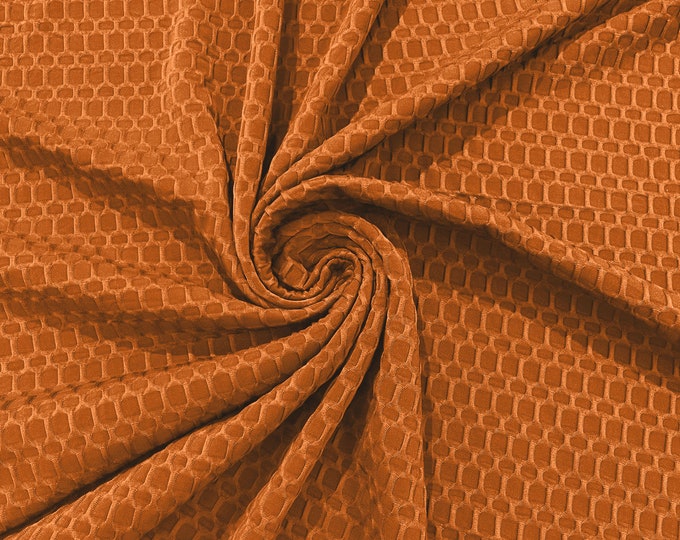Light Orange - Honeycomb 4-Way Stretch Knit Fabric for Leggings, Athletic Wear, Work Out Gear, Biker Fabric by The Yard.