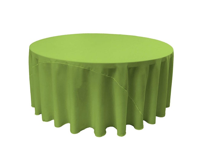Lime Green - Solid Round Polyester Poplin Tablecloth With Seamless.