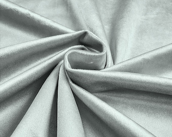 Silver 58"/60Inches Wide Royal Velvet Upholstery Fabric. Sold By The Yard.