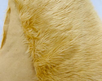 Long Pile Faux Fur Fabric, Gold 58" Wide for Cosplay and Costume Projects
