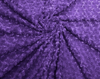 Lila 150 cm breiter Minky Swirl Rosenblütenball Rosenknospe Plüschstoff Polyester