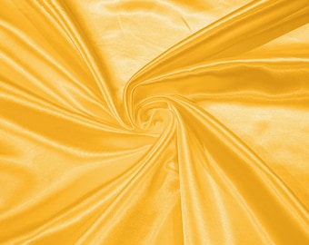 Mango Yellow Bridal Satin Fabric, Shiny Charmeuse, 60" Wide, Sold by The Yard