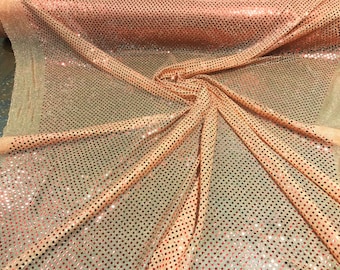 Orange 44/45" Wide Faux Sequin Light weight Knit Fabric Shiny Dot Confetti for Sewing Costumes Apparel Crafts Sold by The Yard.