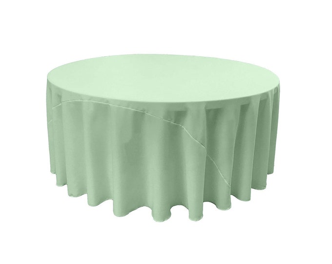 Mint - Solid Round Polyester Poplin Tablecloth With Seamless.