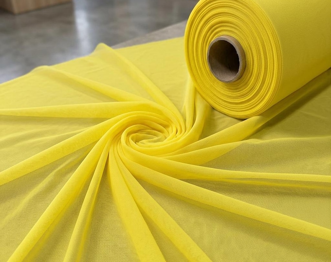 Yellow Stretch Power Mesh Fabric 60” Wide | Sheer Spandex Mesh by Yard | Dancewear, Activewear, Lingerie & Costume Fabric