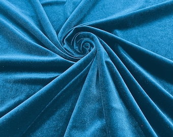 Turquoise Stretch Velvet Fabric 58" Wide| Apparel Costumes, Sold By The Yard