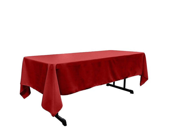 Red - Rectangular Polyester Poplin Tablecloth / Party supply.