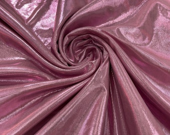 Dusty Rose Metallic Lame Foil/ Polyester Fabric/Stretch Fabric/Light Weight/ 58 Inches Wide.