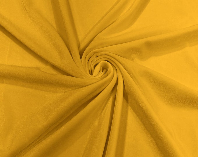 Yellow 60" Wide 90% Polyester 10 percent Spandex Stretch Velvet Fabric for Sewing Apparel Costumes Craft, Sold By The Yard.