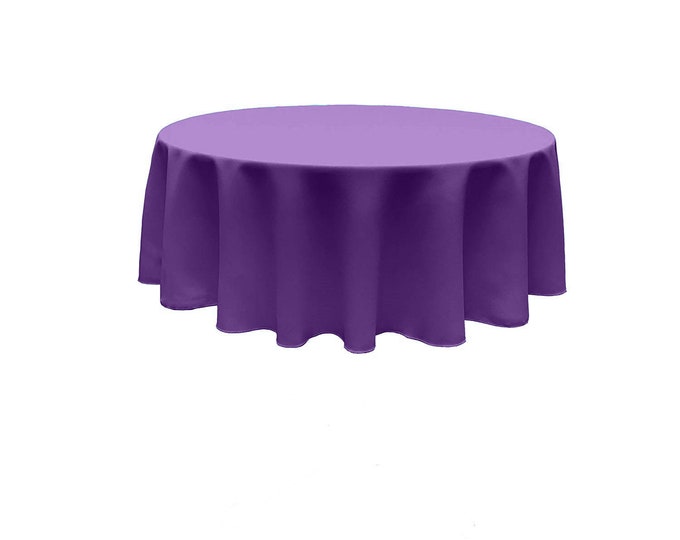 Light Purple - Solid Round Polyester Poplin Tablecloth Seamless.