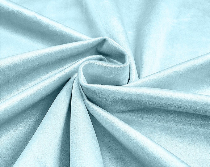 Baby Blue 58"/60Inches Wide Royal Velvet Upholstery Fabric. Sold By The Yard.