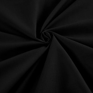 Black - 58-59&quot; Wide Premium Light Weight Poly Cotton Blend Broadcloth Fabric Sold By The Yard.