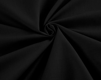 Black - 58-59" Wide Premium Light Weight Poly Cotton Blend Broadcloth Fabric Sold By The Yard.