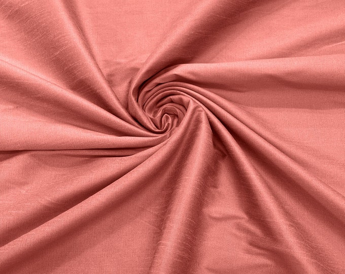 Coral Polyester Dupioni Faux Silk Fabric/ 55” Wide/Wedding Fabric/Home Decor.
