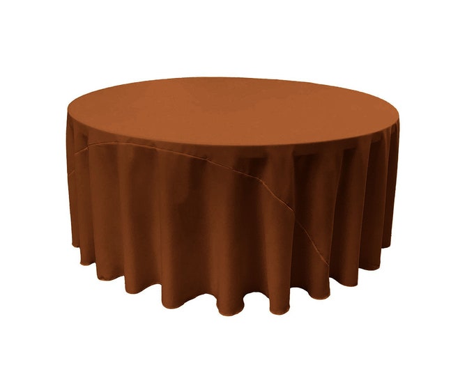 Cinnamon - Solid Round Polyester Poplin Tablecloth With Seamless.