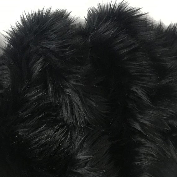 Shaggy Faux Fur Fabric by the Yard Black