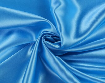 Turquoise Bridal Charmeuse Satin Shiny Fabric, 58" Wide- Sold by The Yard