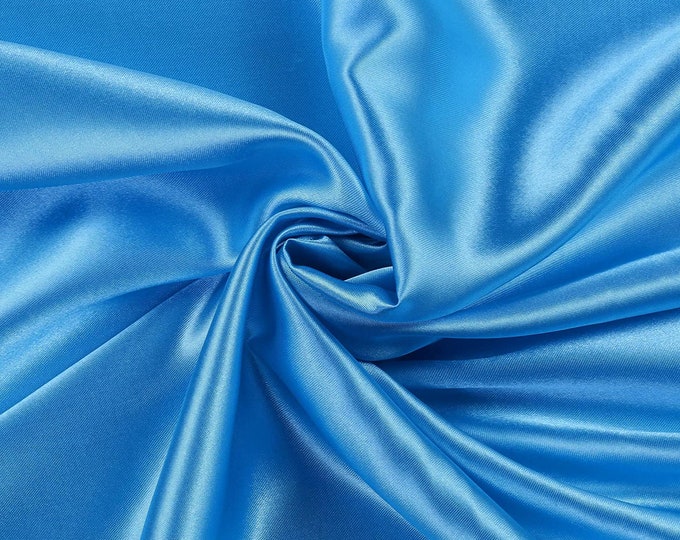 Turquoise Charmeuse Bridal Solid Satin Fabric for Wedding Dress Fashion Crafts Costumes Decorations Silky Satin 58” Wide Sold By The Yard