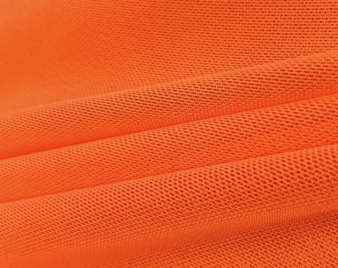 Orange 58/60" Wide Solid Stretch Power Mesh Fabric Nylon Spandex Sold By The Yard.