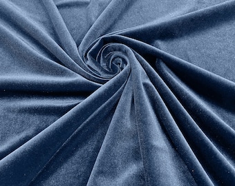 Steel Blue60" Wide 90% Polyester 10 percent Spandex Stretch Velvet Fabric for Sewing Apparel Costumes Craft, Sold By The Yard.