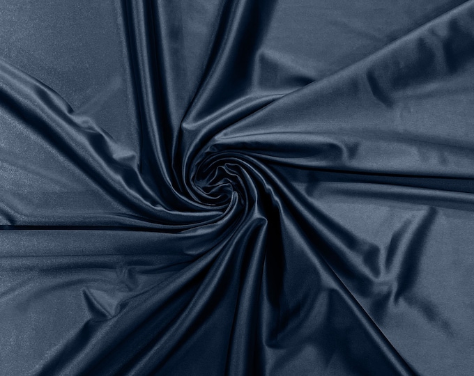 Denim Blue Heavy Shiny Satin Stretch Spandex Fabric/58 Inches Wide/Prom/Wedding/Cosplays.