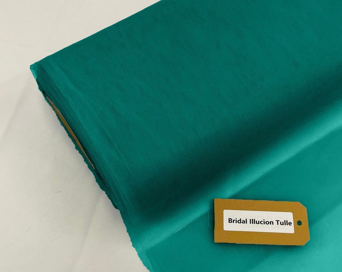 Teal - Bridal Illusion Tulle 108"Wide Polyester Premium Tulle Fabric Bolt.