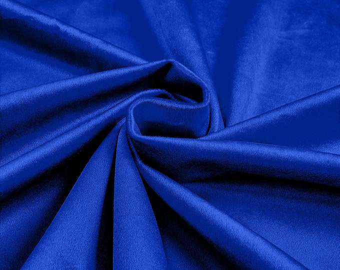 Royal Blue 58"/60Inches Wide Royal Velvet Upholstery Fabric. Sold By The Yard.