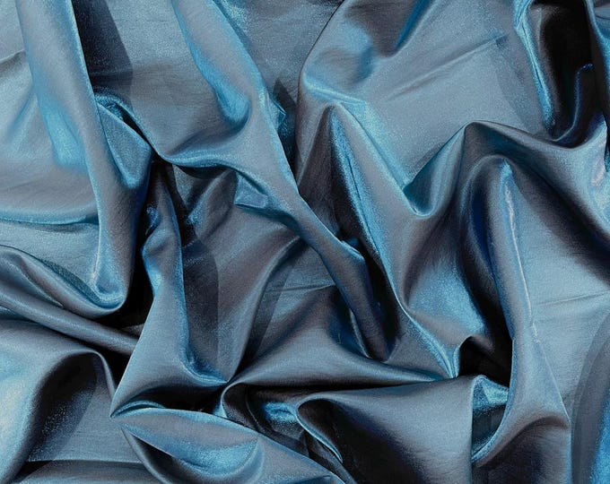 Teal Black Iridescent Liquid Dupioni Fabric 58" Wide| Costume, Dressmaking, Flowing Lightweight Material