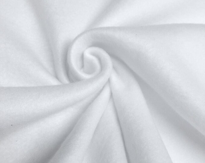 White Solid Polar Fleece Fabric Anti-Pill 58" Wide Sold by The Yard.