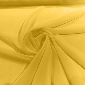 Yellow 5 Yards 60&quot; Wide Sheer Fabric Chiffon Fabric by The Yard Continuous Solid Color Draping Fabric for Wedding Party Easter Backdrop