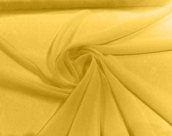 Yellow 5 Yards 60" Wide Sheer Fabric Chiffon Fabric by The Yard Continuous Solid Color Draping Fabric for Wedding Party Easter Backdrop
