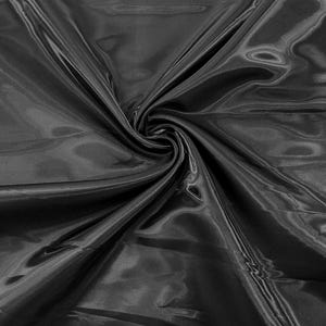Black Bridal Liquid Satin Fabric| 58” Wide| Glossy Satin| Apparel Satin.