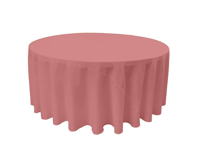 Old Rose - Solid Round Polyester Poplin Tablecloth With Seamless.