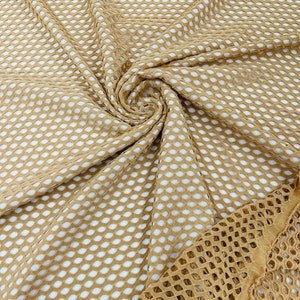 Nude/Skin Big Hole Fish Net Diamond Mesh On Stretch Spandex Fabric.