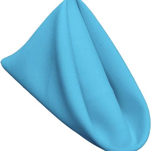 18 x 18 Inches Polyester Poplin Decorative Table Napkins, Party Supply - Pack of 12- Aqua.