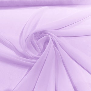 Lilac 58/60&quot; Wide 100% Polyester Soft Light Weight, Sheer, See Through Chiffon Fabric/ Bridal Apparel | Dresses | Costumes/ Backdrop