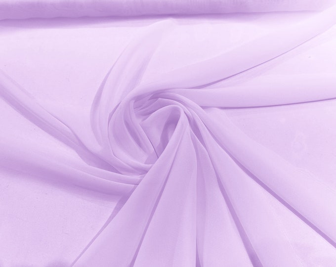 Lilac 58/60" Wide 100% Polyester Soft Light Weight, Sheer, See Through Chiffon Fabric/ Bridal Apparel | Dresses | Costumes/ Backdrop