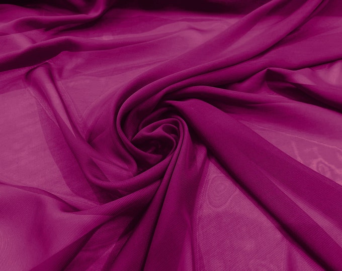 Magenta 58/60" Wide 100% Polyester Soft Light Weight, Sheer, See Through Chiffon Fabric/ Bridal Apparel | Dresses | Costumes/ Backdrop