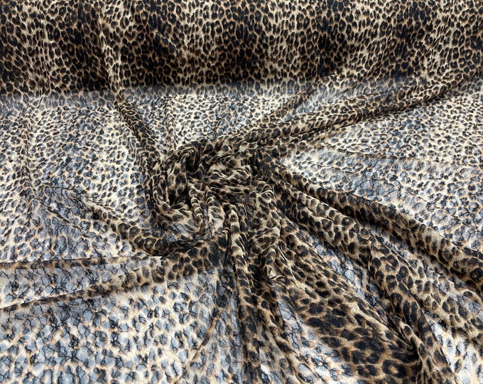 Brown Texture sheer exotic cheetah design print on power mesh 4-way stretch 58/60” Sold by the yard