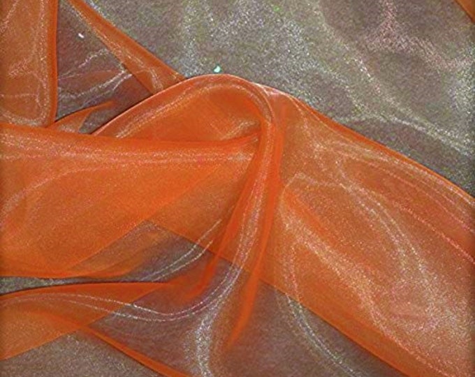 Dark Orange 58/60" Wide 100% Polyester Soft Light Weight, Sheer, See Through Crystal Organza Fabric Sold By The Yard.