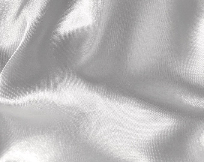 White 58-59" Wide - 96 percent Polyester, 4% Spandex Light Weight Silky Stretch Charmeuse Satin Fabric by The Yard.