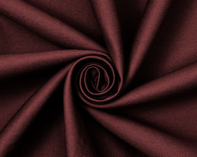 Burgundy Cotton Twill Fabric | 58'' Wide/Cotton/Medium Weight/Clothing/Denim/Dress | Jackets/Pants/Weave