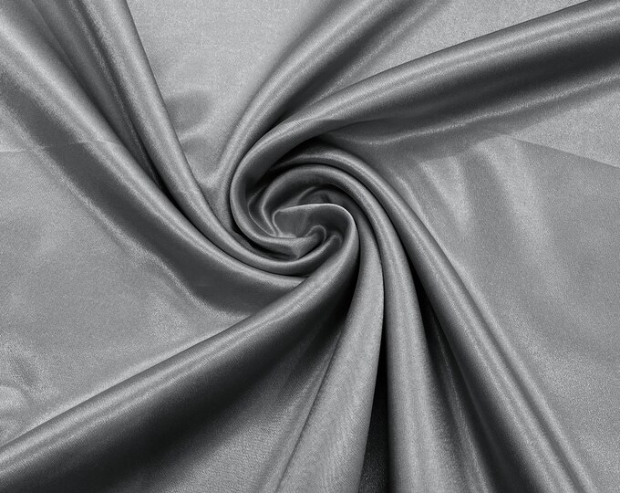 Gray Crepe Back Satin Fabric 58" Wide| Bridal| Prom| Nightgown| Wedding.