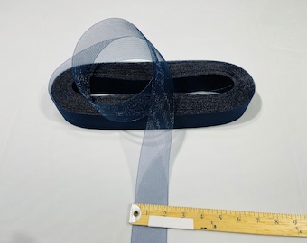 Dark Navy Crinoline horsehair braid trim 2 inch -sold by the yard.