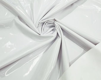 Spandex Shiny Vinyl Fabric (Latex Stretch) - Sold By The Yard - White