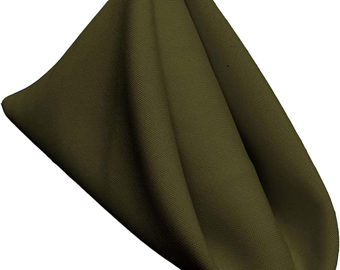 18 x 18 Inches Polyester Poplin Decorative Table Napkins, Party Supply - Pack of 12 - Olive
