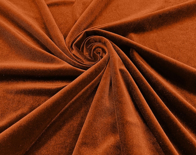 Burnt Orange Stretch Velvet Fabric 58" Wide| Apparel Costumes, Sold By The Yard