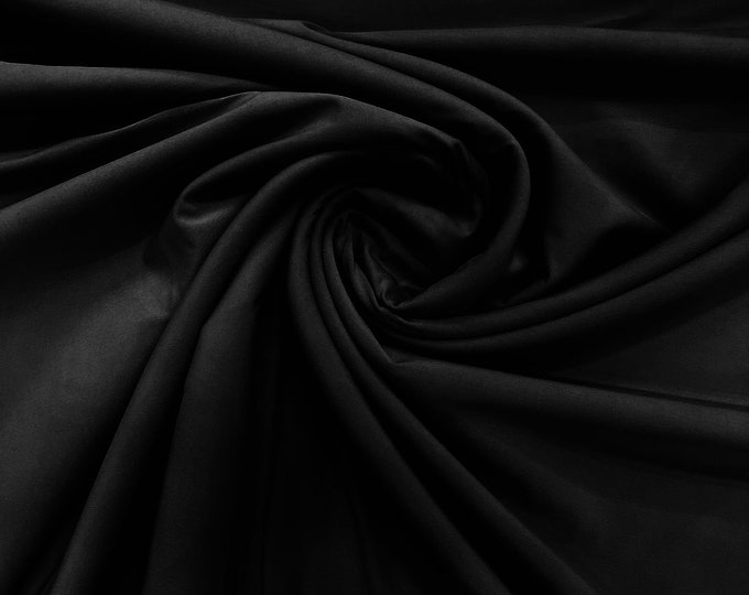 Black 58" Wide ITY Fabric Polyester Knit Jersey 2 Way  Stretch Spandex Sold By The Yard.