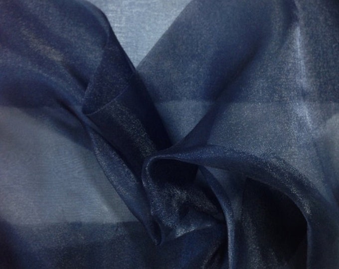 Navy Blue 58/60" Wide 100% Polyester Soft Light Weight, Sheer, See Through Crystal Organza Fabric Sold By The Yard.