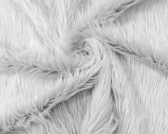 Soft Faux Fur Fabric, White Long Pile Polyester for Costumes, Crafts, and Home Decor